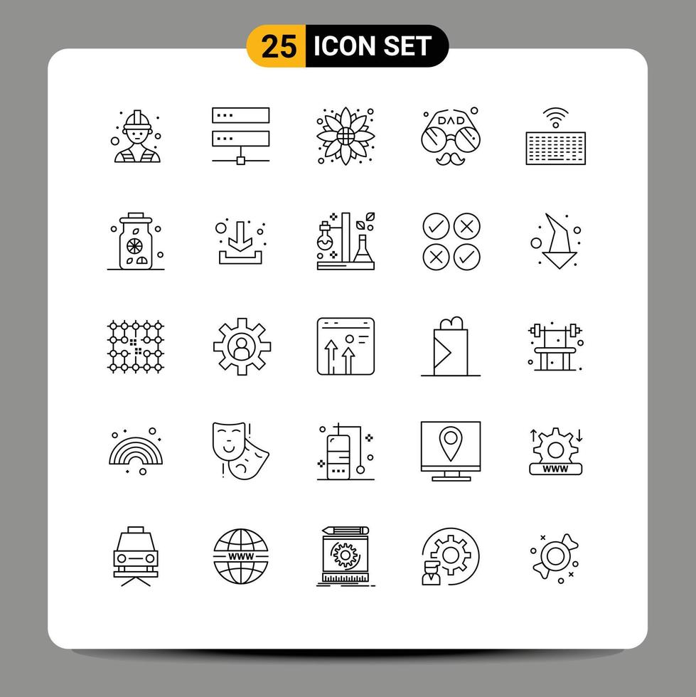 einstellen von 25 Vektor Linien auf Gitter zum Hardware- Vater Herbst Gesicht Zubehör editierbar Vektor Design Elemente