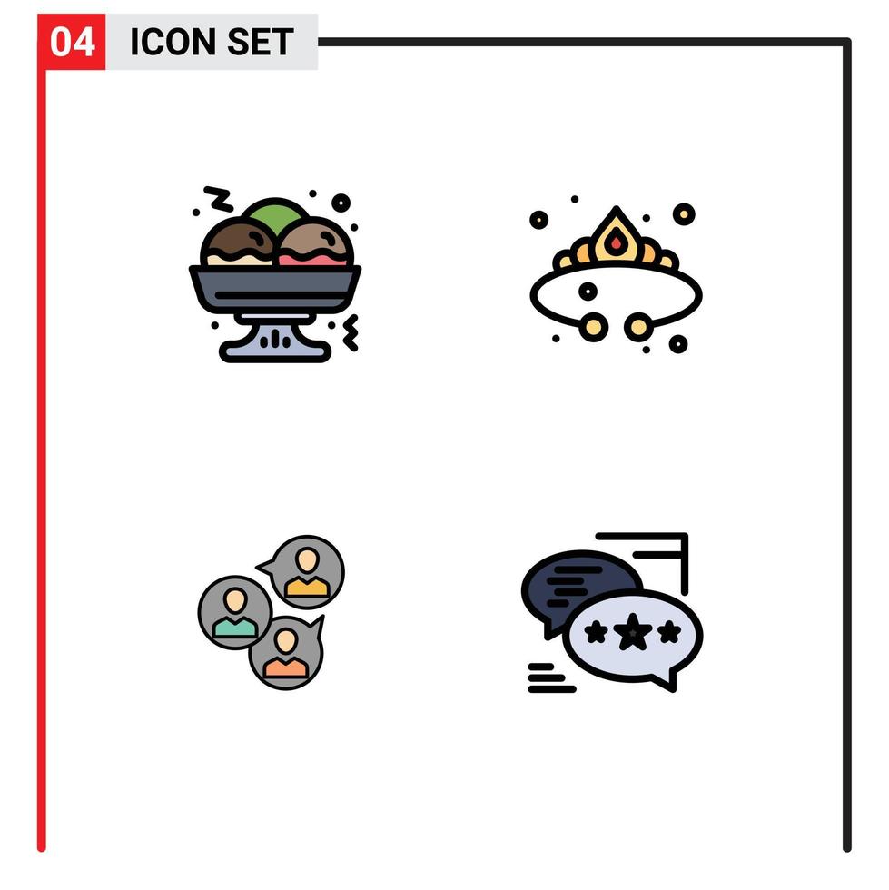 stock vektor ikon packa av 4 linje tecken och symboler för takoyaki företag krona Smycken grupp redigerbar vektor design element