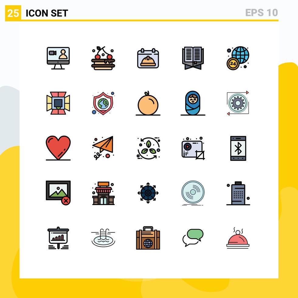 modern uppsättning av 25 fylld linje platt färger pictograph av Nyheter bokmärke hatt Ramadhan bok redigerbar vektor design element