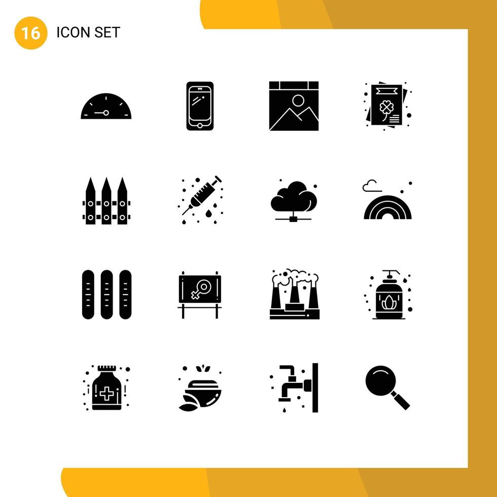 16 thematisch Vektor solide Glyphen und editierbar Symbole von Gartenarbeit Zaun App Einladung Kulturen editierbar Vektor Design Elemente