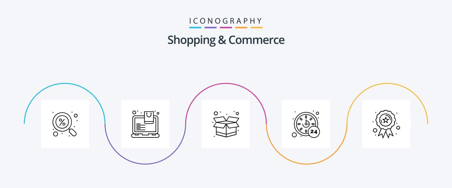 Einkaufen und Handel Linie 5 Symbol Pack einschließlich belohnen. Schleife. Pack. Zeit. Std vektor