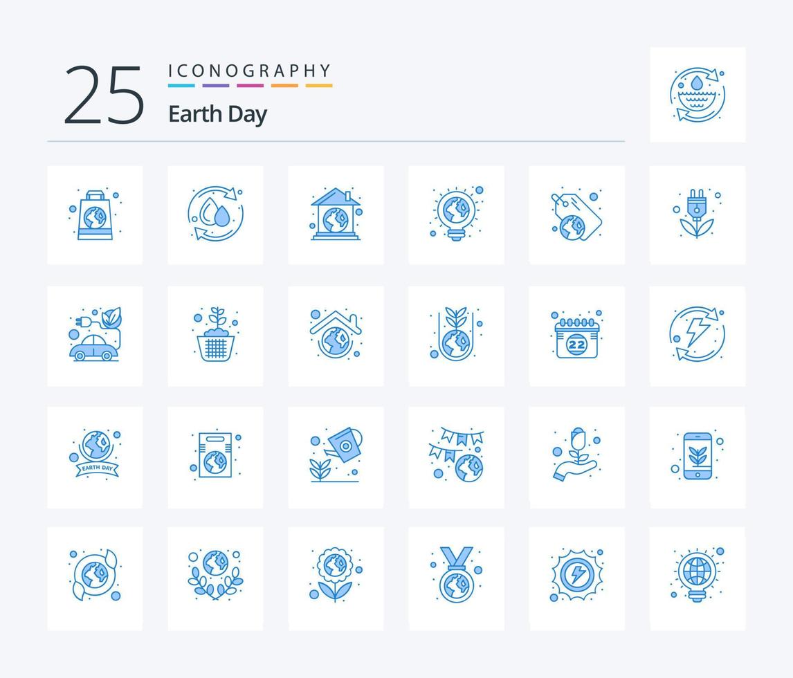 jord dag 25 blå Färg ikon packa Inklusive plast. jorden. ekologisk. ljus Glödlampa. eco vektor