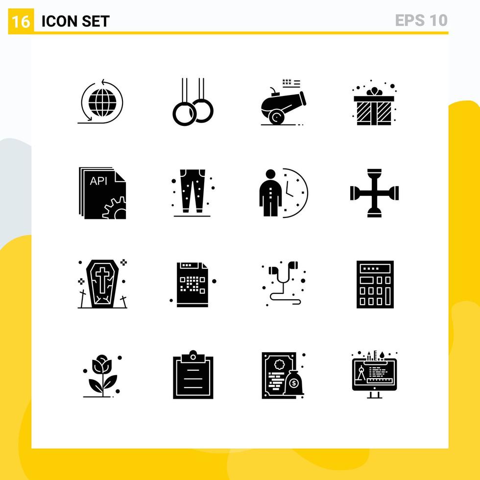 16 Universal- solide Glyphen einstellen zum Netz und Handy, Mobiltelefon Anwendungen Entwickler App Haubitze api Geschenk editierbar Vektor Design Elemente
