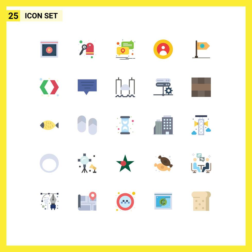 25 Benutzer Schnittstelle eben Farbe Pack von modern Zeichen und Symbole von Erfolg Benutzer Ort Menschen Erde editierbar Vektor Design Elemente