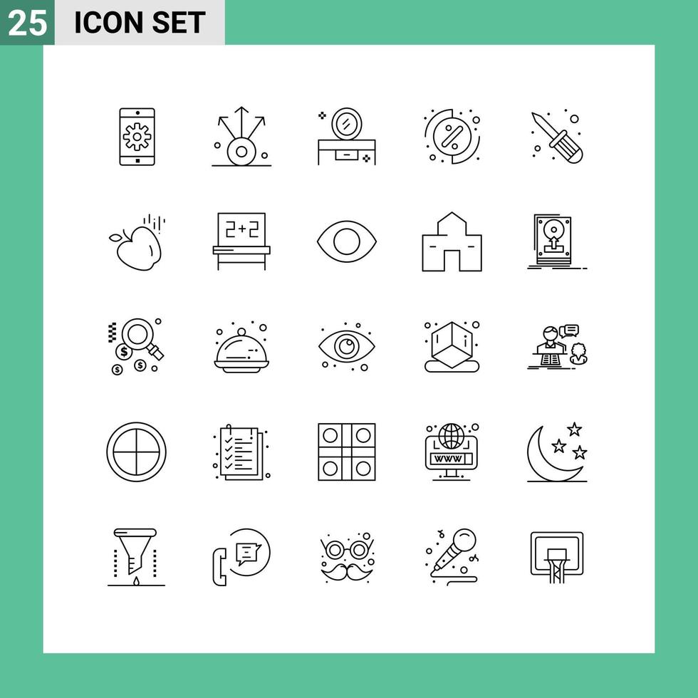 25 kreativ ikoner modern tecken och symboler av skruva fixare reparera skönhet tabell procentsats investering redigerbar vektor design element