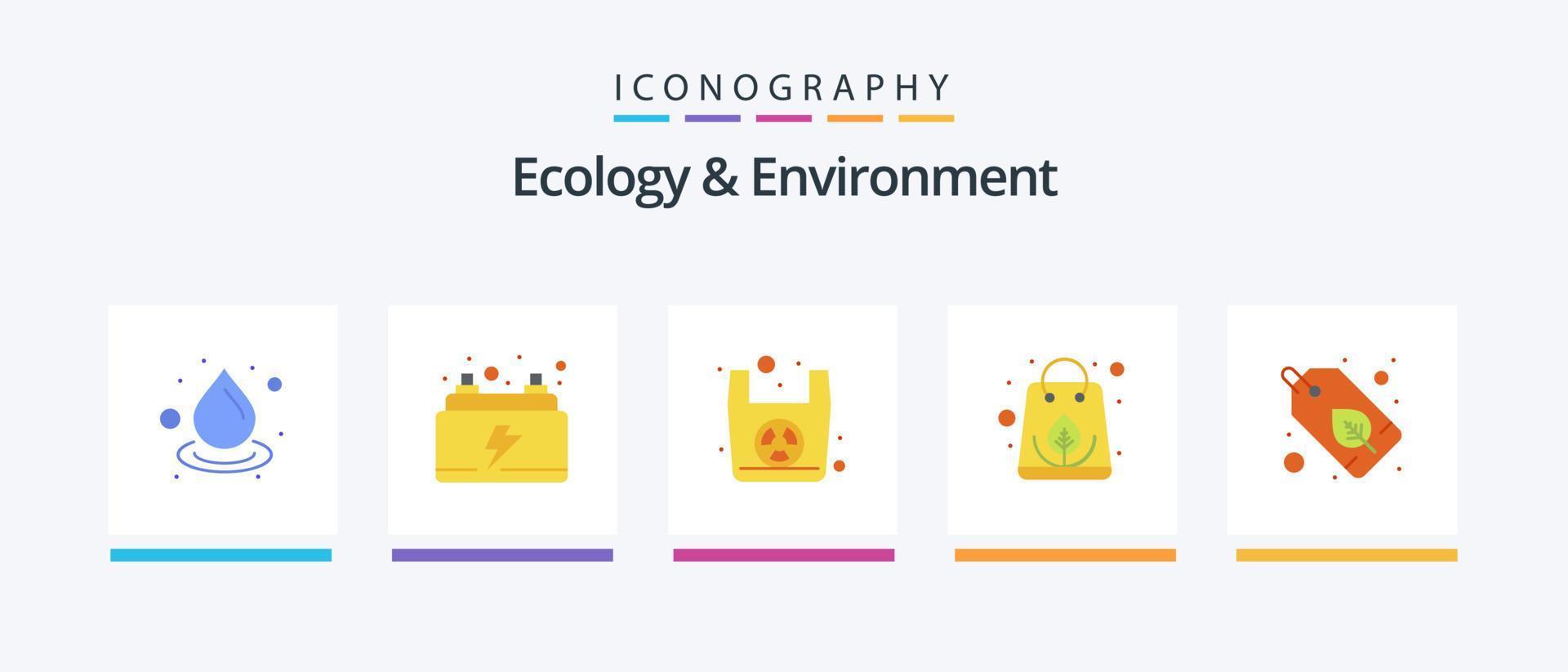 Ökologie und Umgebung eben 5 Symbol Pack einschließlich grün. organisch. recyceln Tasche. organisch. kreativ Symbole Design vektor