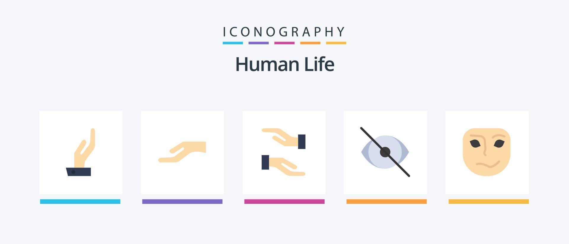 mänsklig platt 5 ikon packa Inklusive . mänsklig. mask. känsla. kreativ ikoner design vektor