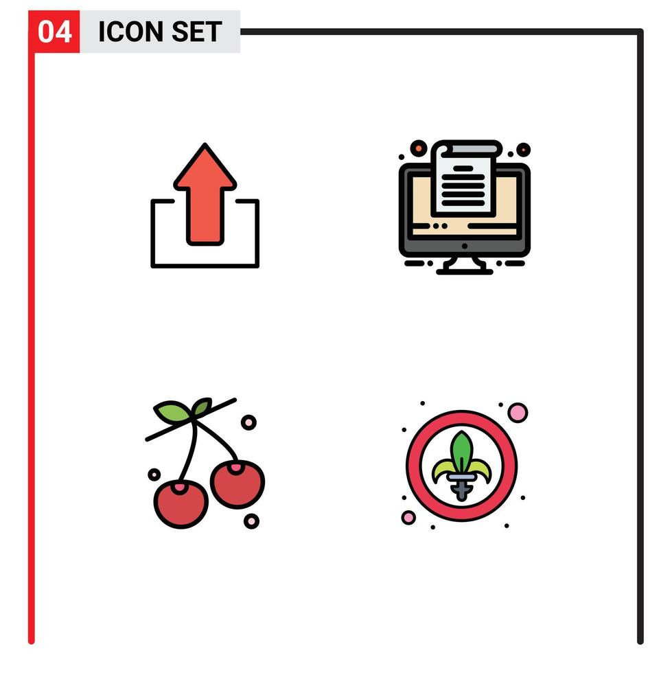 Lager Vektor Symbol Pack von 4 Linie Zeichen und Symbole zum Pfeil Essen hochladen Büro Dekor editierbar Vektor Design Elemente