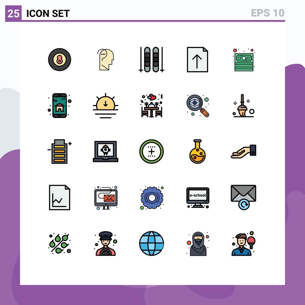 gefüllt Linie eben Farbe Pack von 25 Universal- Symbole von App Geld Eis Kasse importieren editierbar Vektor Design Elemente