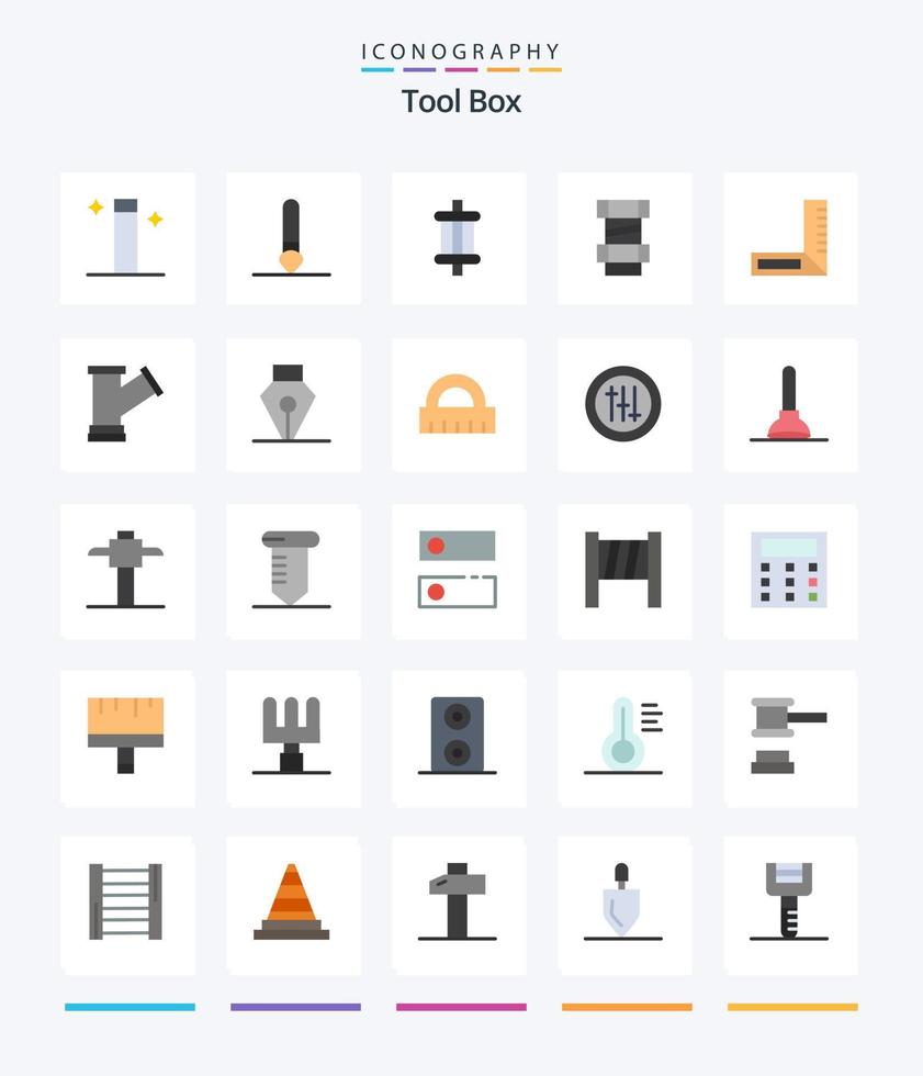 kreativ Werkzeuge 25 eben Symbol Pack eine solche wie Tinte. Werkzeug. Komponenten. rundlich. Ingenieurwesen vektor