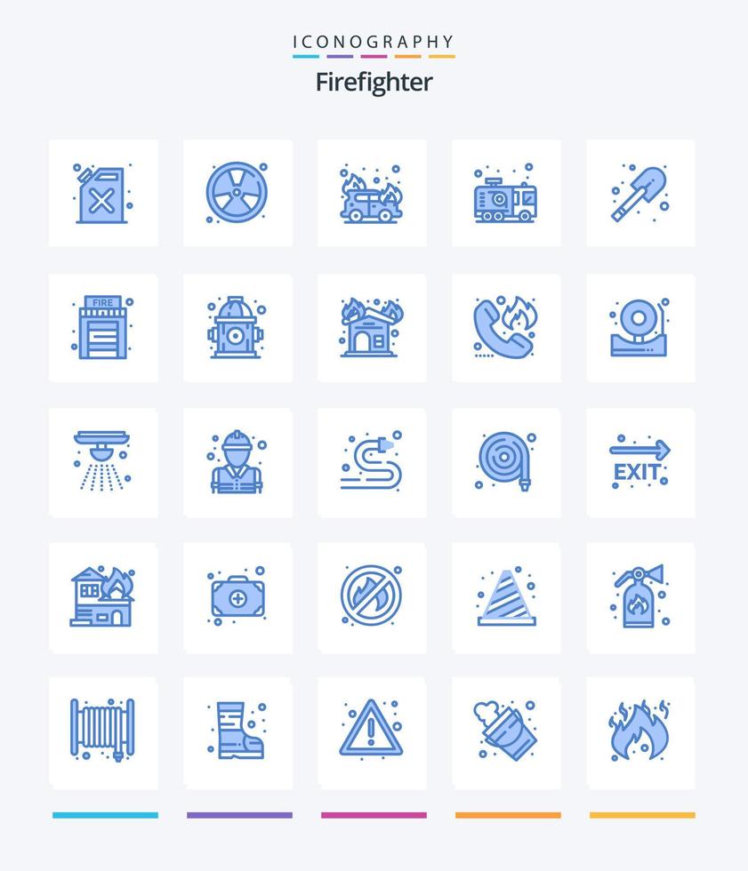 kreativ brandman 25 blå ikon packa sådan som brandman. brandman. bil. brandman. nödsituation vektor