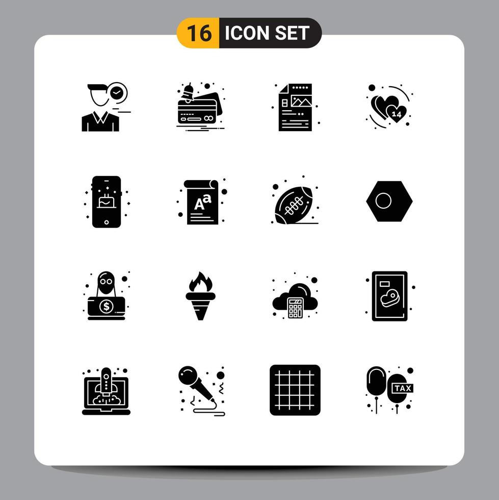 universell ikon symboler grupp av 16 modern fast glyfer av födelsedag februari betalning datum bild redigerbar vektor design element