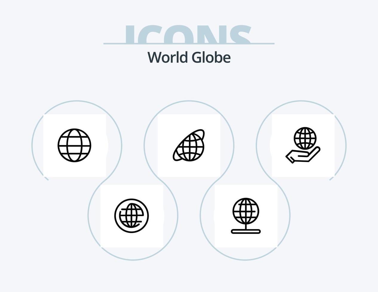 Globus Linie Symbol Pack 5 Symbol Design. . Globus. Reise. global. Stift vektor