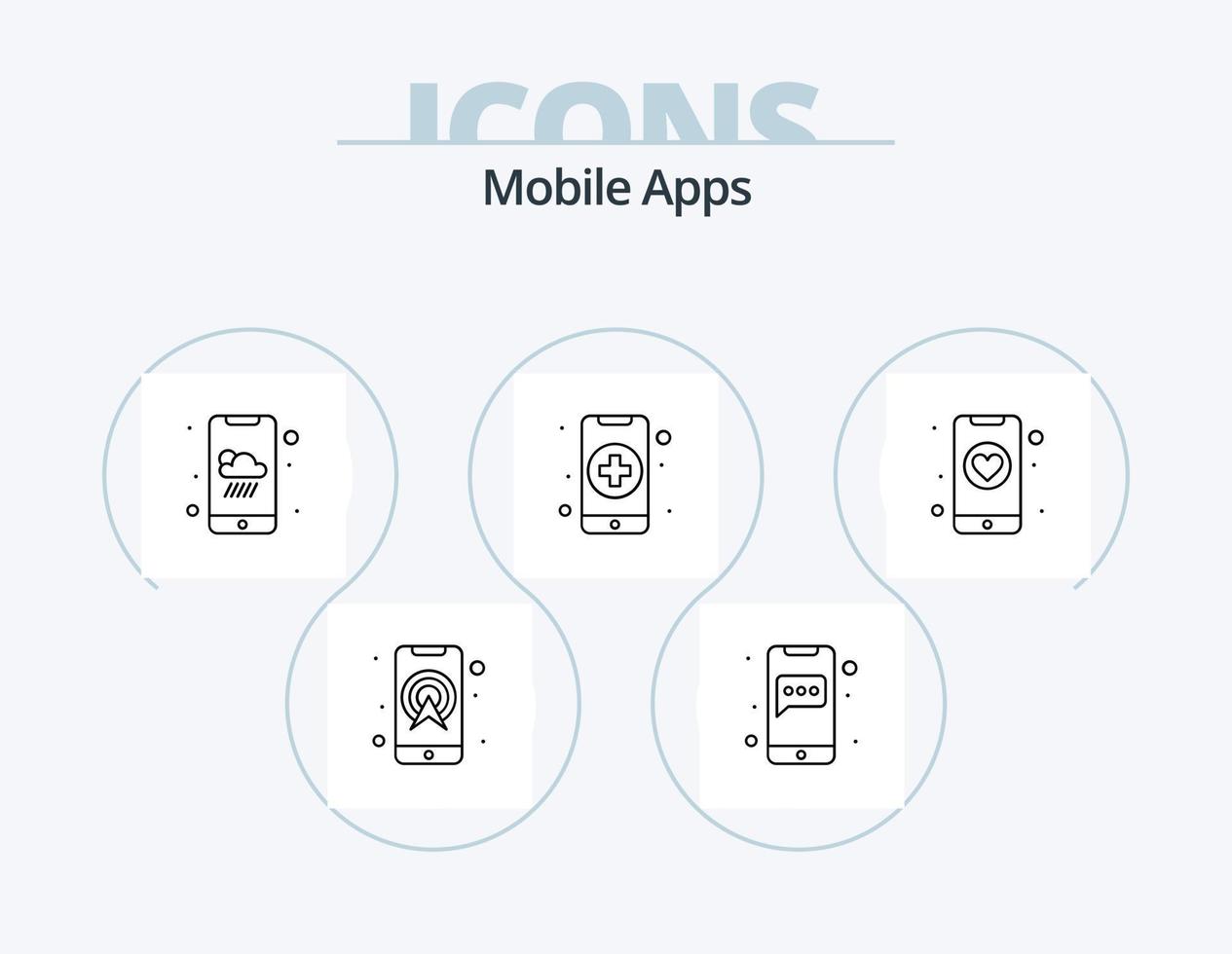 mobil appar linje ikon packa 5 ikon design. full. app. navigering. Karta. plats vektor