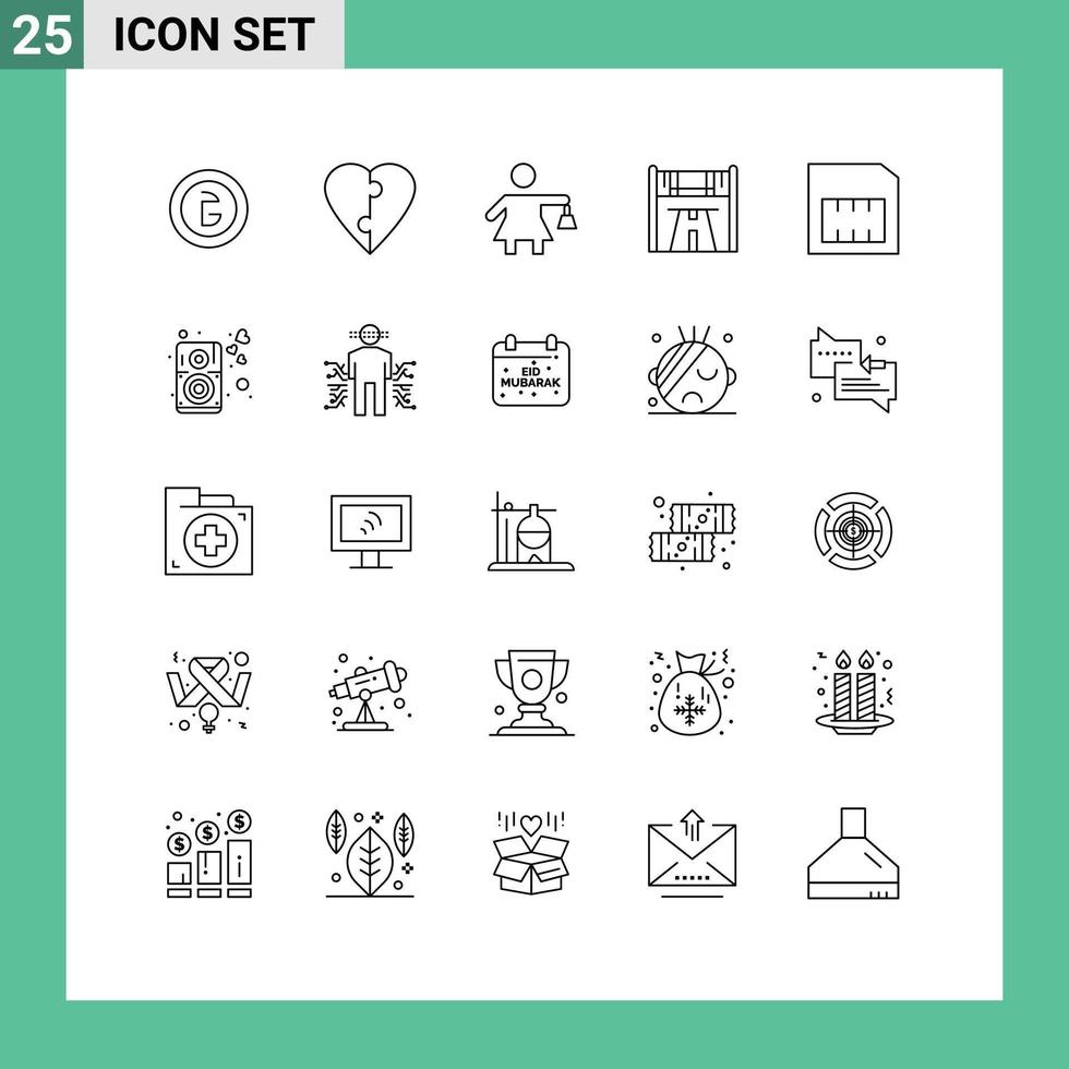 grupp av 25 rader tecken och symboler för sim kort människor väg Start redigerbar vektor design element