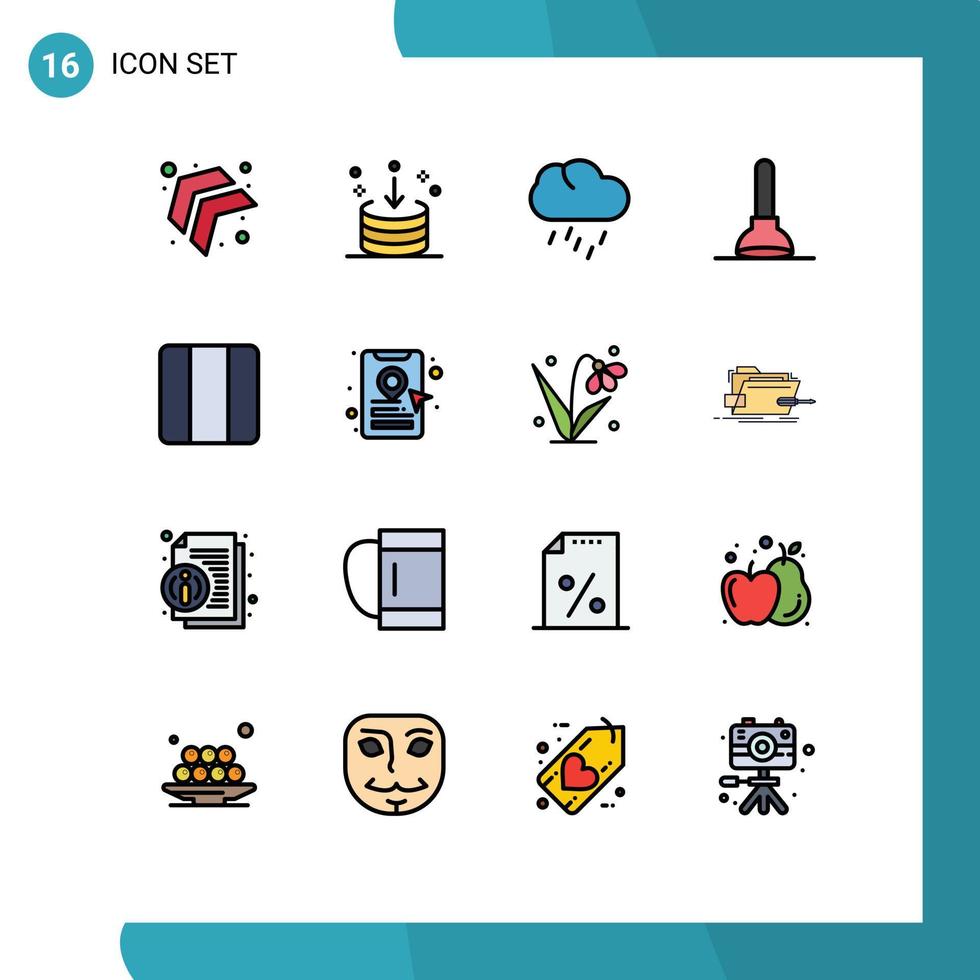 Piktogramm einstellen von 16 einfach eben Farbe gefüllt Linien von horizontal verteilen Natur Werkzeug Kolben editierbar kreativ Vektor Design Elemente