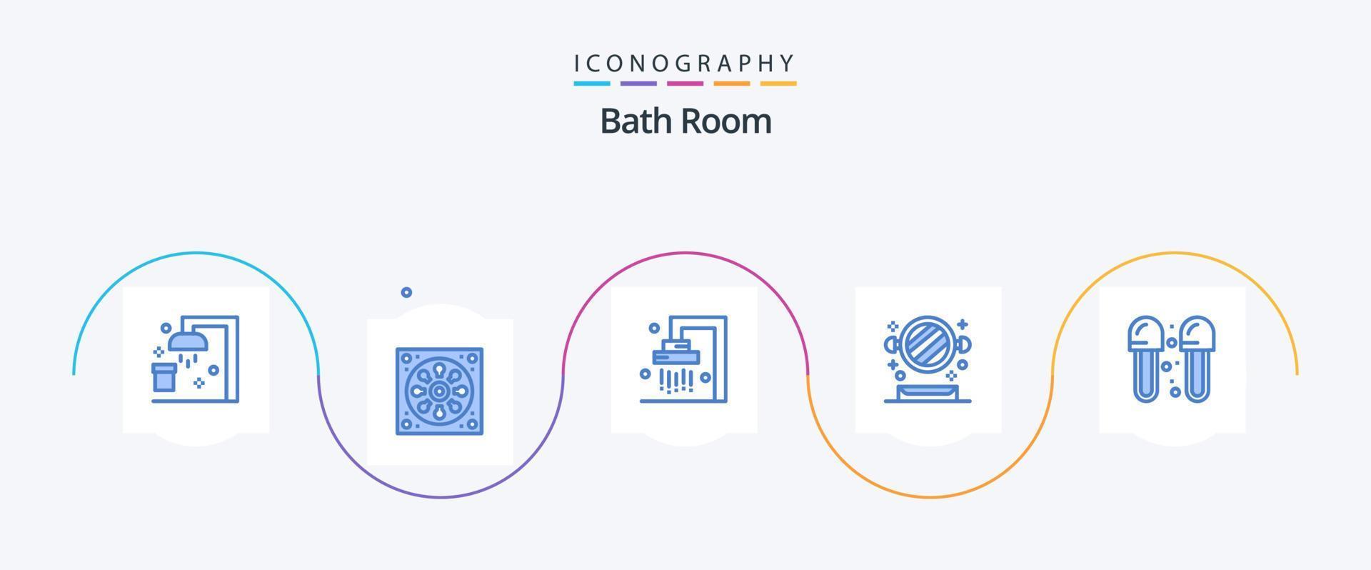 bad rum blå 5 ikon packa Inklusive badrum. toalett. bad. hylla. badrum vektor