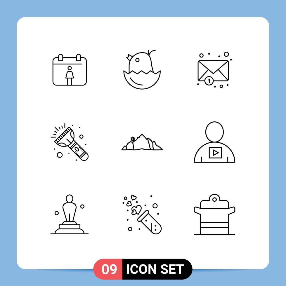 9 kreativ ikoner modern tecken och symboler av avatar berg underrättelse natur kulle redigerbar vektor design element