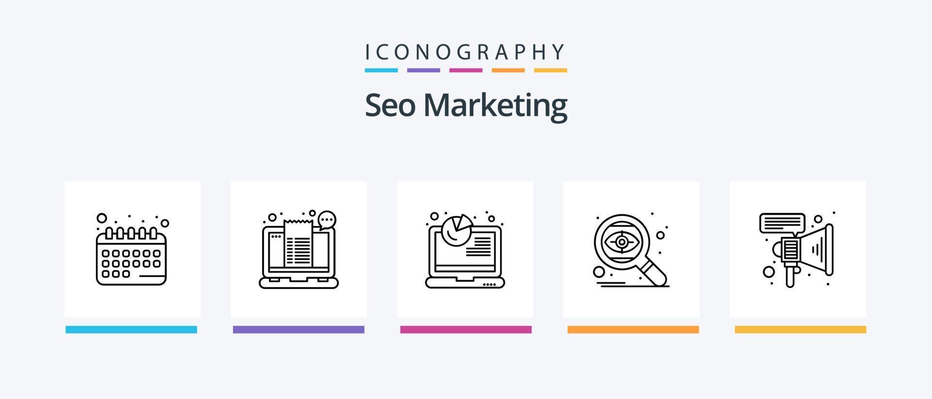 seo marknadsföring linje 5 ikon packa Inklusive hemsida. syn. optimering. se. Sök. kreativ ikoner design vektor