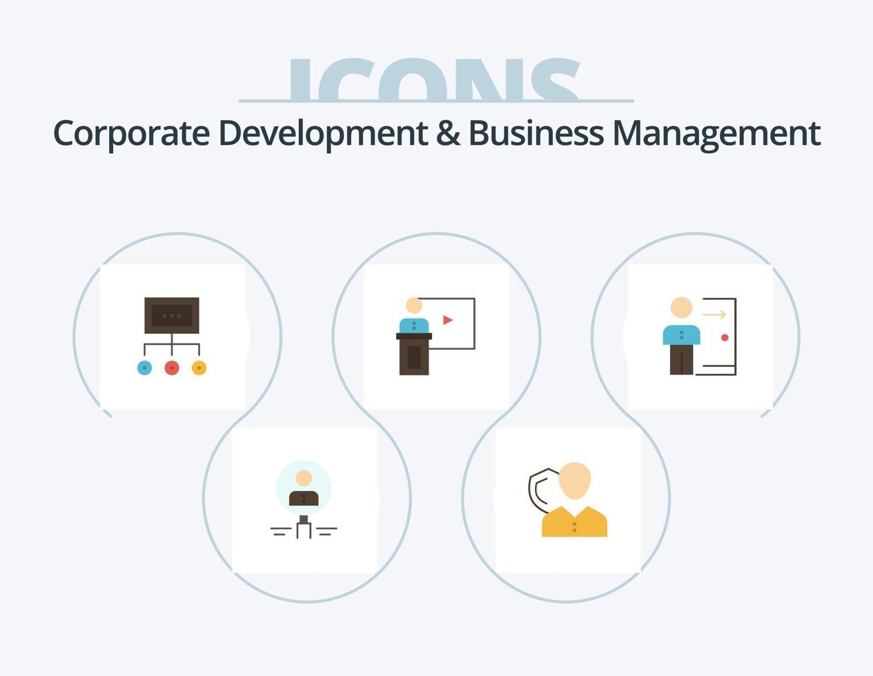 korporativ Entwicklung und Geschäft Verwaltung eben Symbol Pack 5 Symbol Design. Diagramm. Netzwerk. Sicherheit. Schild. persönlich vektor