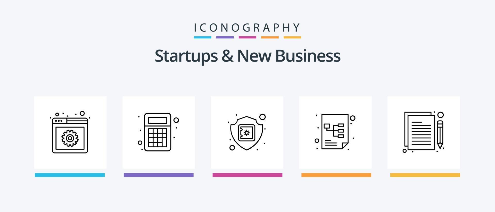 startups och ny företag linje 5 ikon packa Inklusive . budget. kontanter. analys. hand. kreativ ikoner design vektor