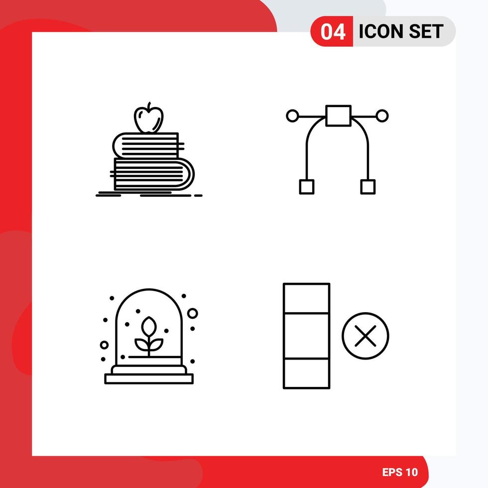 universell ikon symboler grupp av 4 modern fylld linje platt färger av tillbaka till skola tillväxt böcker grafisk cell redigerbar vektor design element