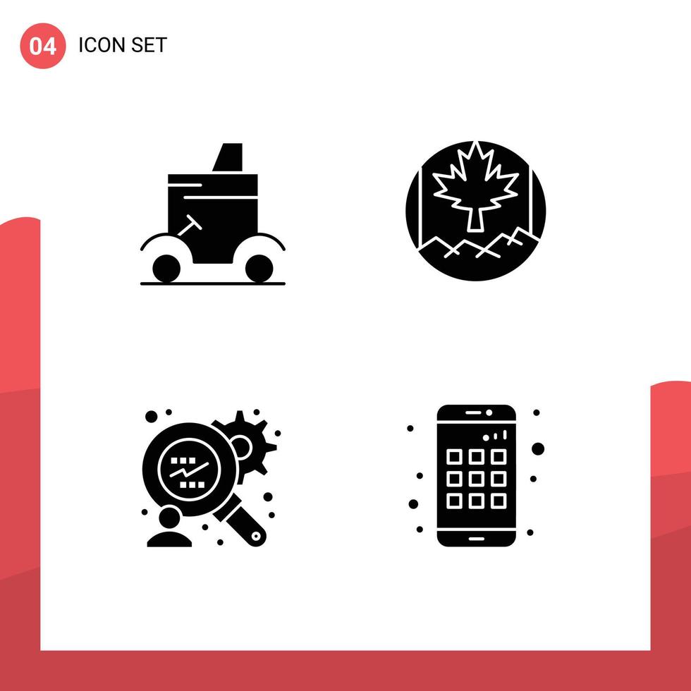 4 kreativ ikoner modern tecken och symboler av vagn finansiera analys golf vagn blad enhet redigerbar vektor design element