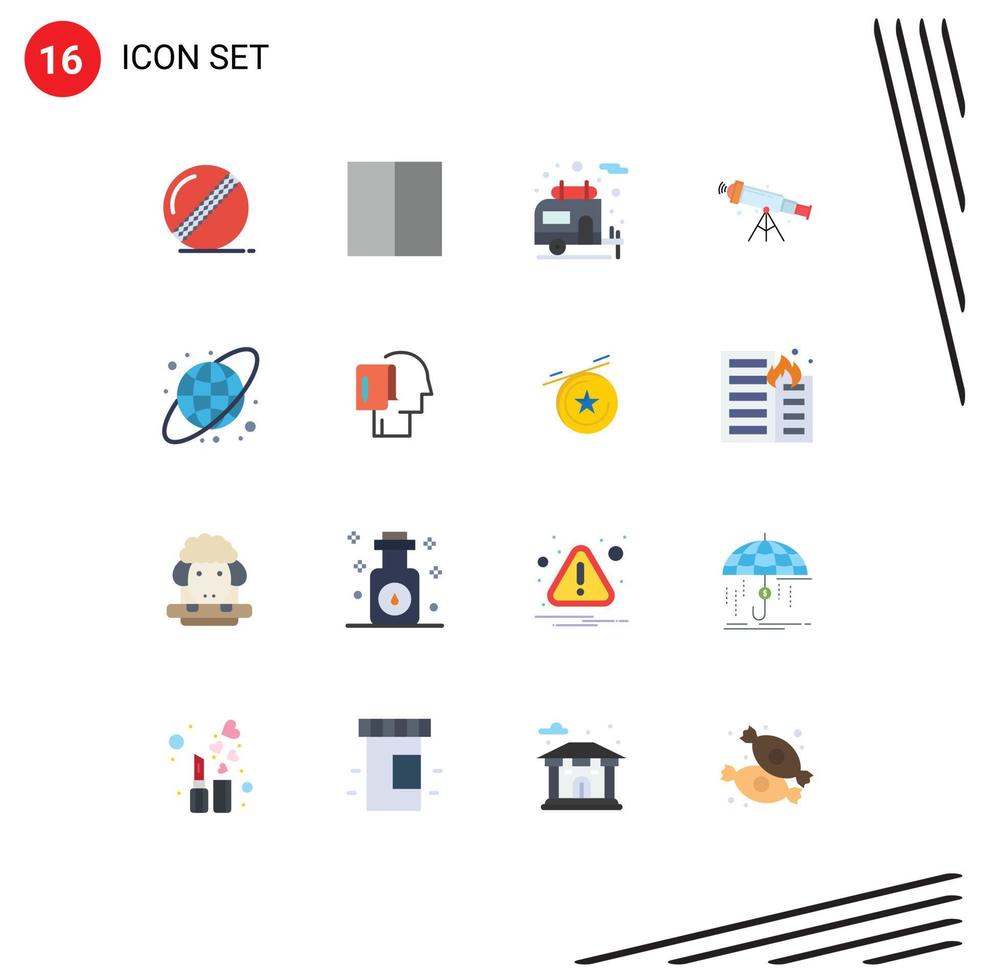 Lager Vektor Symbol Pack von 16 Linie Zeichen und Symbole zum Start kreisförmig Gitter Wohnmobil kreisförmig Aussicht editierbar Pack von kreativ Vektor Design Elemente