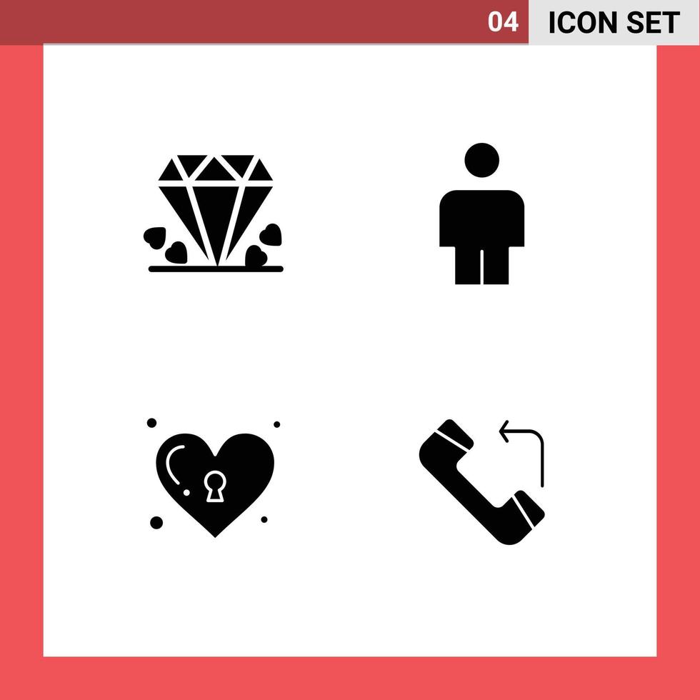 Universal- solide Glyphe Zeichen Symbole von Diamant sperren Mutter Herz Anruf editierbar Vektor Design Elemente