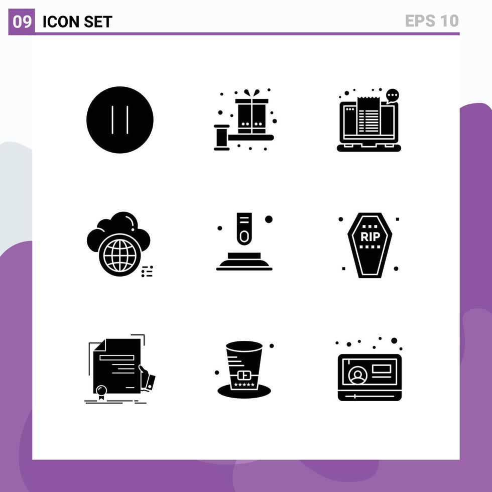9 kreativ Symbole modern Zeichen und Symbole von Welt Computing Bonus Wolke Einkaufen editierbar Vektor Design Elemente