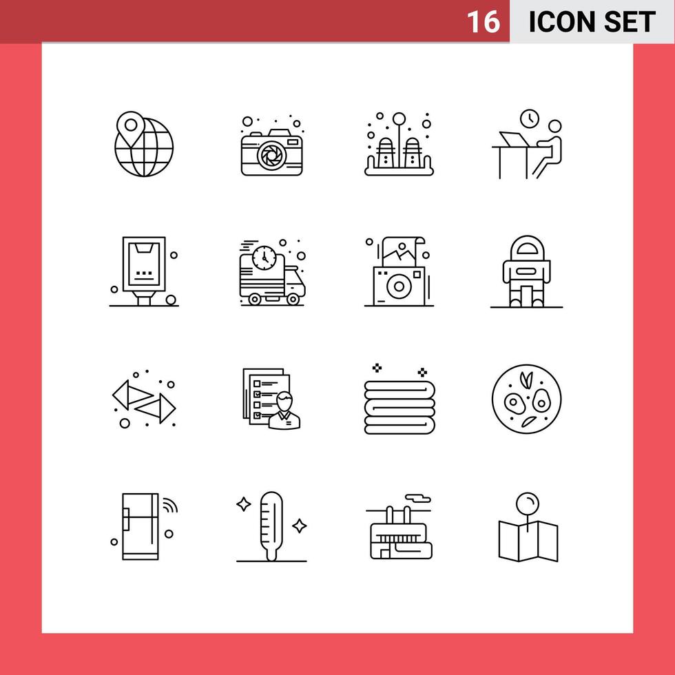 uppsättning av 16 modern ui ikoner symboler tecken för anslagstavla reklam salt personal kontor redigerbar vektor design element