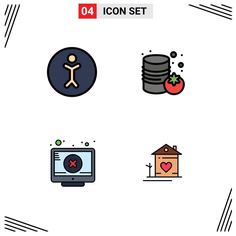 uppsättning av 4 modern ui ikoner symboler tecken för tillgänglighet uppmärksamhet konserverad skärm hus redigerbar vektor design element