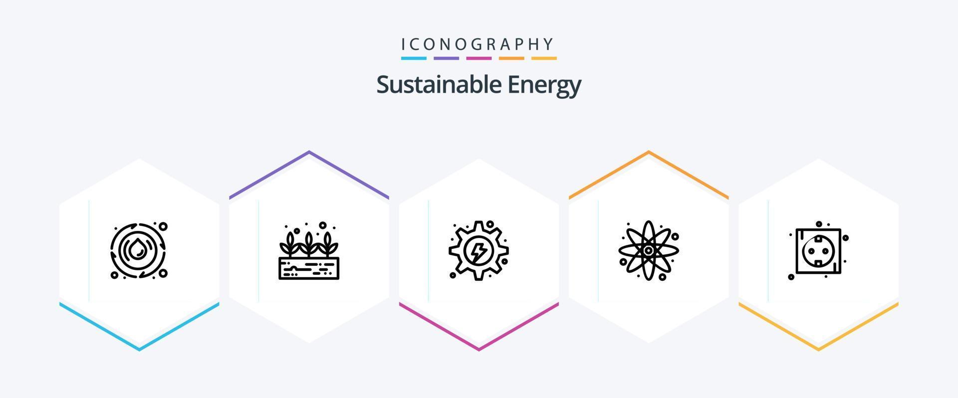 hållbar energi 25 linje ikon packa Inklusive plugg. eko. hydro. styrelse. energi vektor