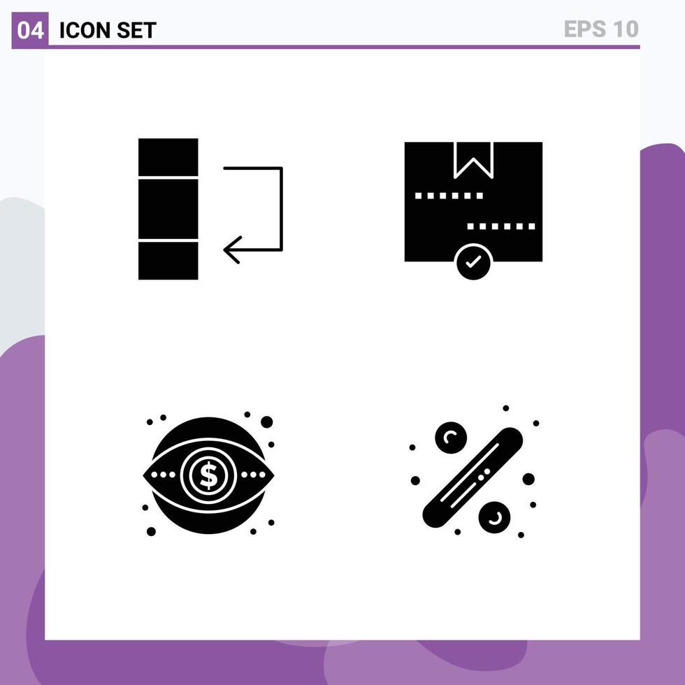 modern uppsättning av 4 fast glyfer pictograph av kolumn finansiera godkänna paket pengar redigerbar vektor design element