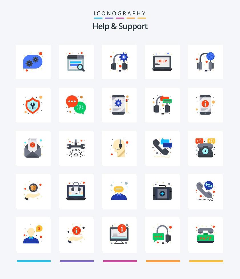 kreativ Hilfe und Unterstützung 25 eben Symbol Pack eine solche wie Fix. Unterstützung. Headset. Dienstleistungen. Unterstützung vektor