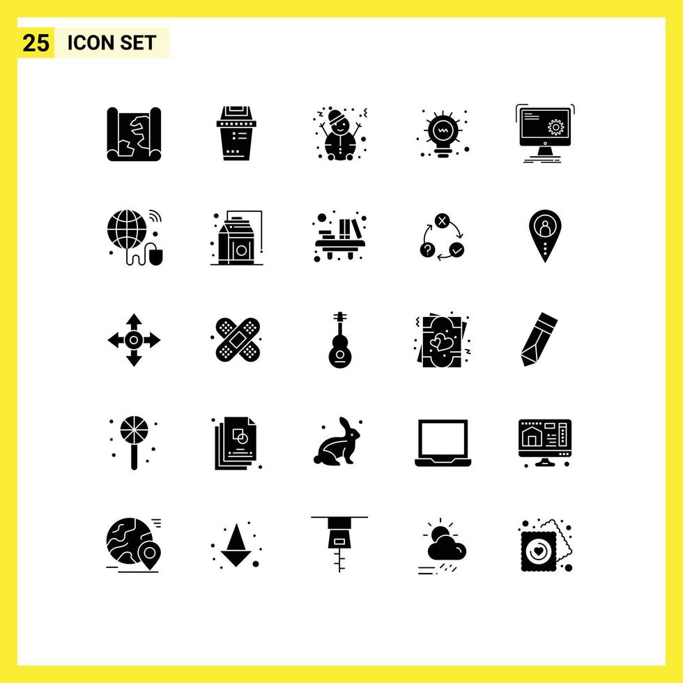 uppsättning av 25 modern ui ikoner symboler tecken för bearbeta dator man kommando ljus redigerbar vektor design element