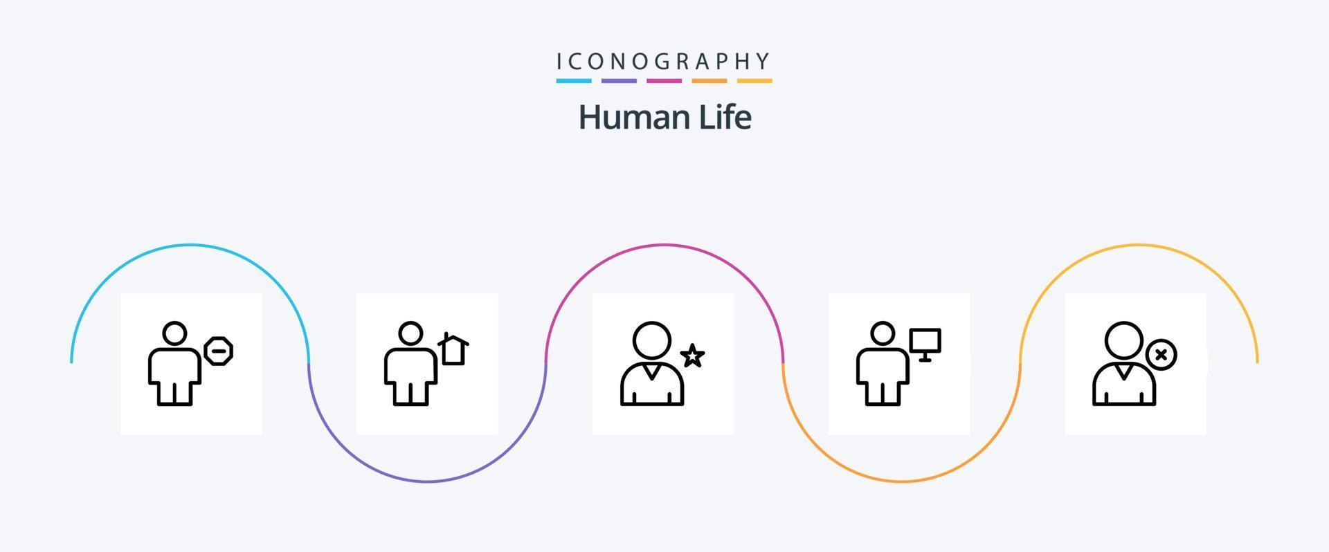mänsklig linje 5 ikon packa Inklusive mänsklig. kropp. hus. avatar. stjärna vektor