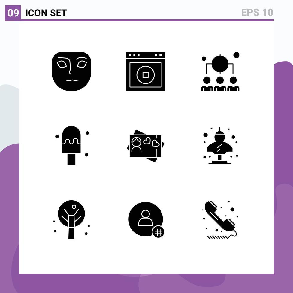 fast glyf packa av 9 universell symboler av gammal kärlek företag kort grädde redigerbar vektor design element
