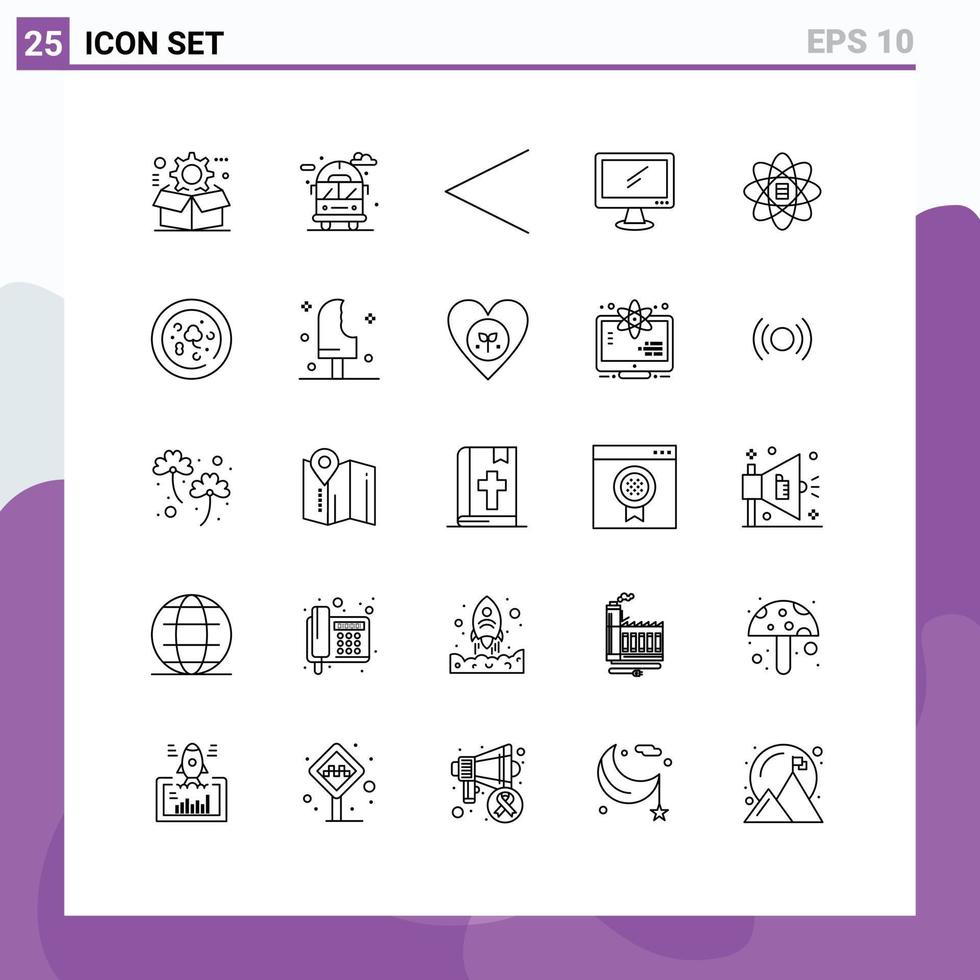 universell ikon symboler grupp av 25 modern rader av data imac skåpbil enhet dator redigerbar vektor design element