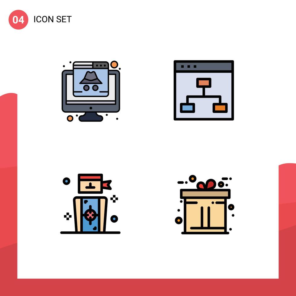 4 kreativ ikoner modern tecken och symboler av dator team data företag mål redigerbar vektor design element