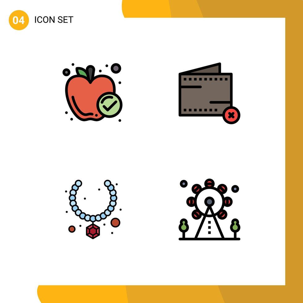 4 gefüllte Linie eben Farbe Konzept zum Websites Handy, Mobiltelefon und Apps Apfel Juwel gesund Essen e Geschenk editierbar Vektor Design Elemente