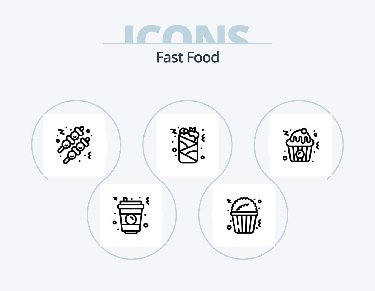 schnell Essen Linie Symbol Pack 5 Symbol Design. . Lebensmittel. Lebensmittel. schnell Lebensmittel. schnell Essen vektor