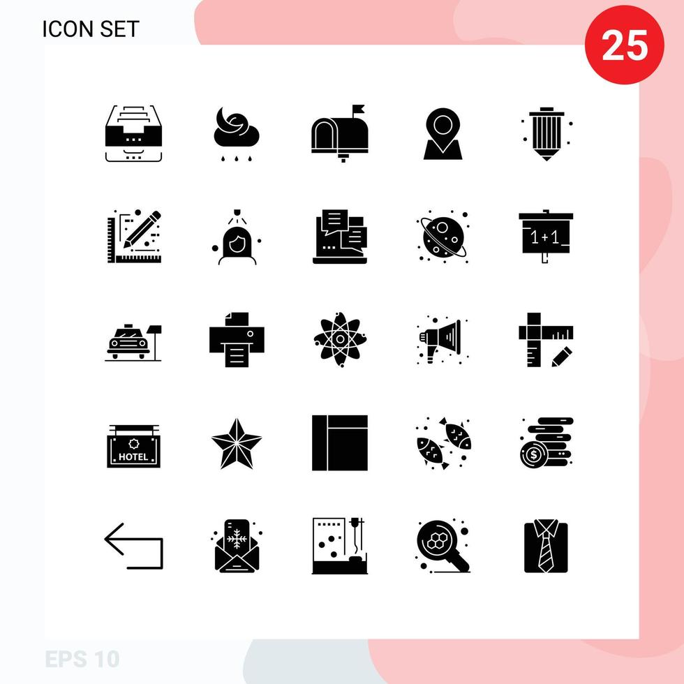 einstellen von 25 modern ui Symbole Symbole Zeichen zum Stift Karte Wetter Ort Email editierbar Vektor Design Elemente