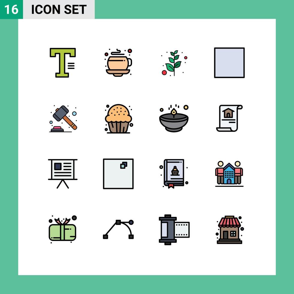 modern uppsättning av 16 platt Färg fylld rader pictograph av inteckning auktion oliv sluta multimedia redigerbar kreativ vektor design element