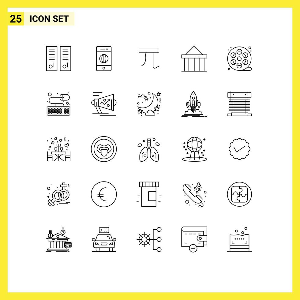 25 användare gränssnitt linje packa av modern tecken och symboler av domstol citadell värld akropol pengar redigerbar vektor design element