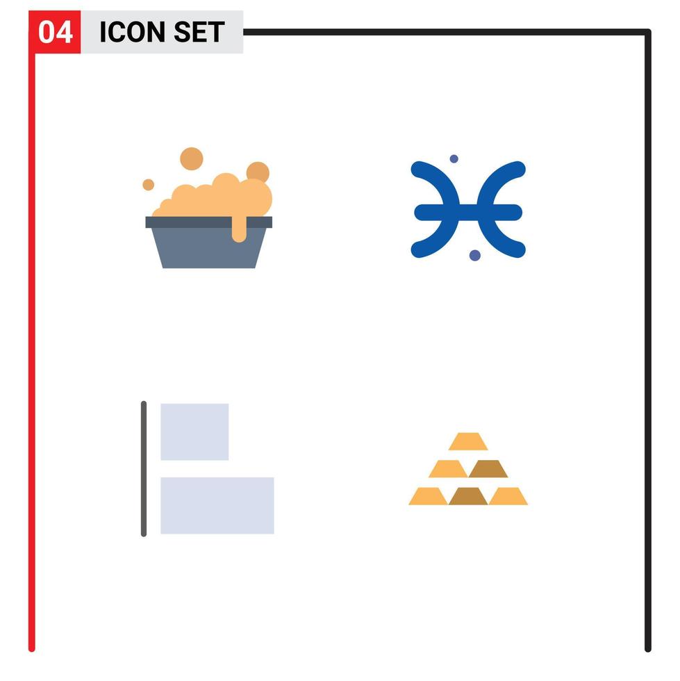 modern uppsättning av 4 platt ikoner och symboler sådan som skål vänster astrologi grekland barer redigerbar vektor design element
