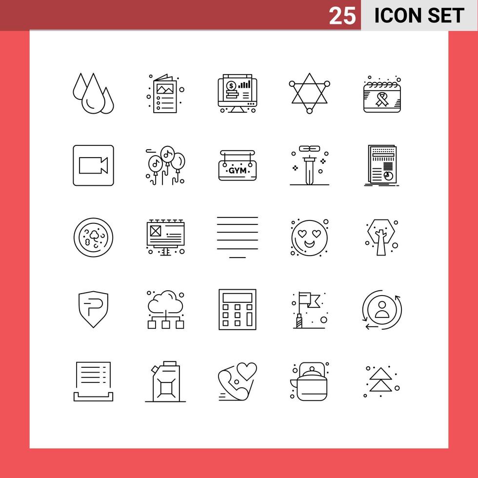 25 universell linje tecken symboler av cancer Plats katalog vetenskap Diagram redigerbar vektor design element