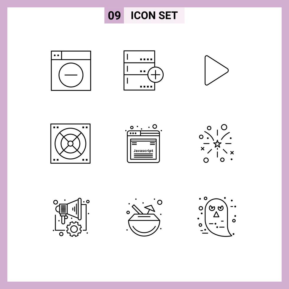översikt packa av 9 universell symboler av utveckling badrum databas bad video redigerbar vektor design element