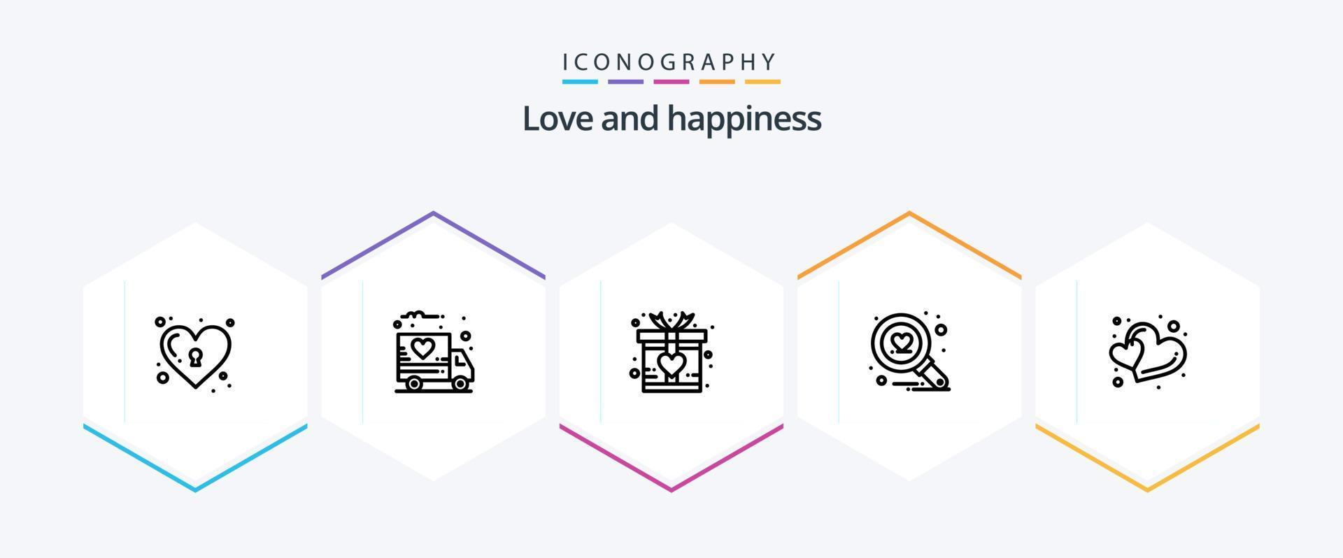 kärlek 25 linje ikon packa Inklusive . form. kärlek. kärlek. Sök vektor