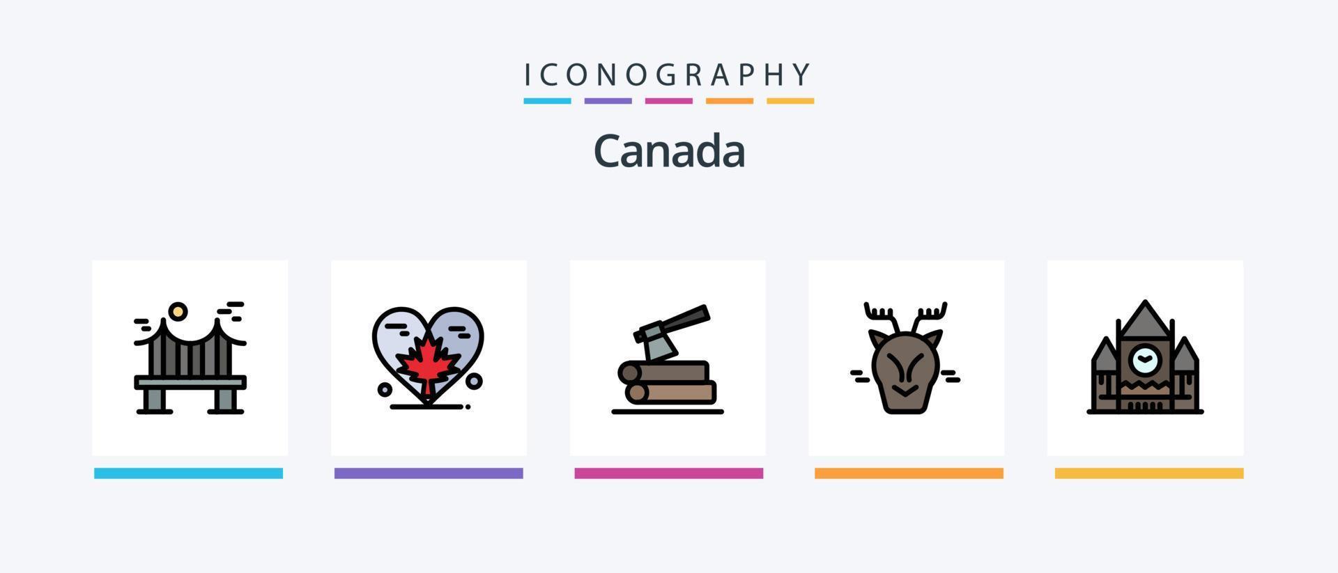 Kanada Linie gefüllt 5 Symbol Pack einschließlich Spiel. Kanada. Kanada. Winter. Schnee. kreativ Symbole Design vektor